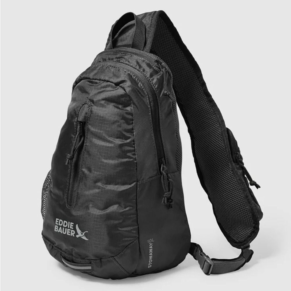 Eddie Bauer Stowaway 3.0 Packable Sling Bag Black NWT Backpack